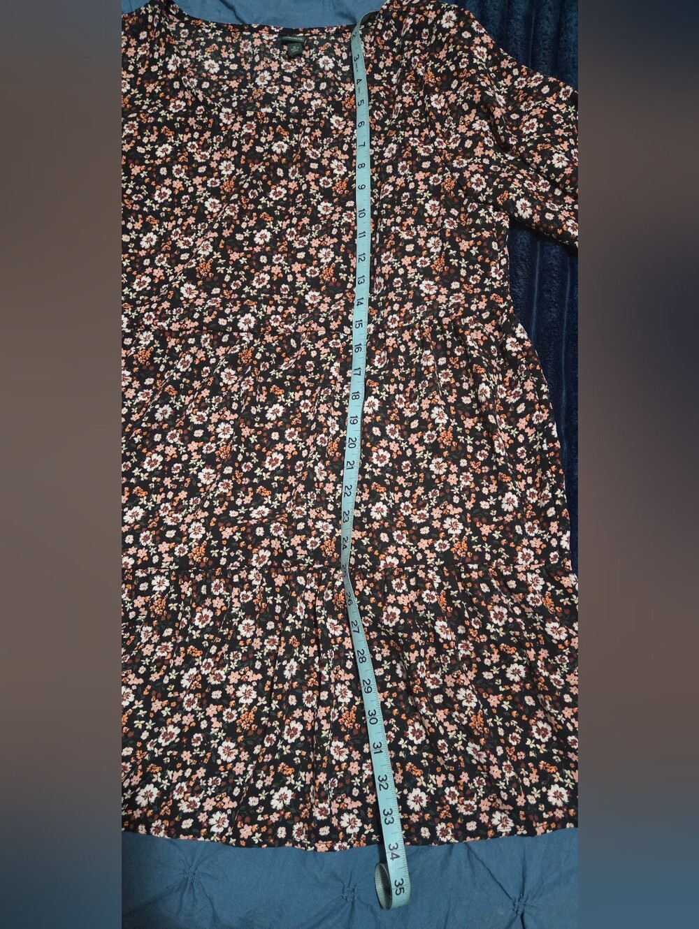 wild fable Black Floral Midi Dress with Orange & Peach Flowers - Picture 4 of 5